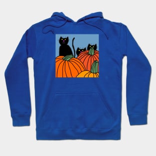 Three Black Cats and Pumpkins Hoodie